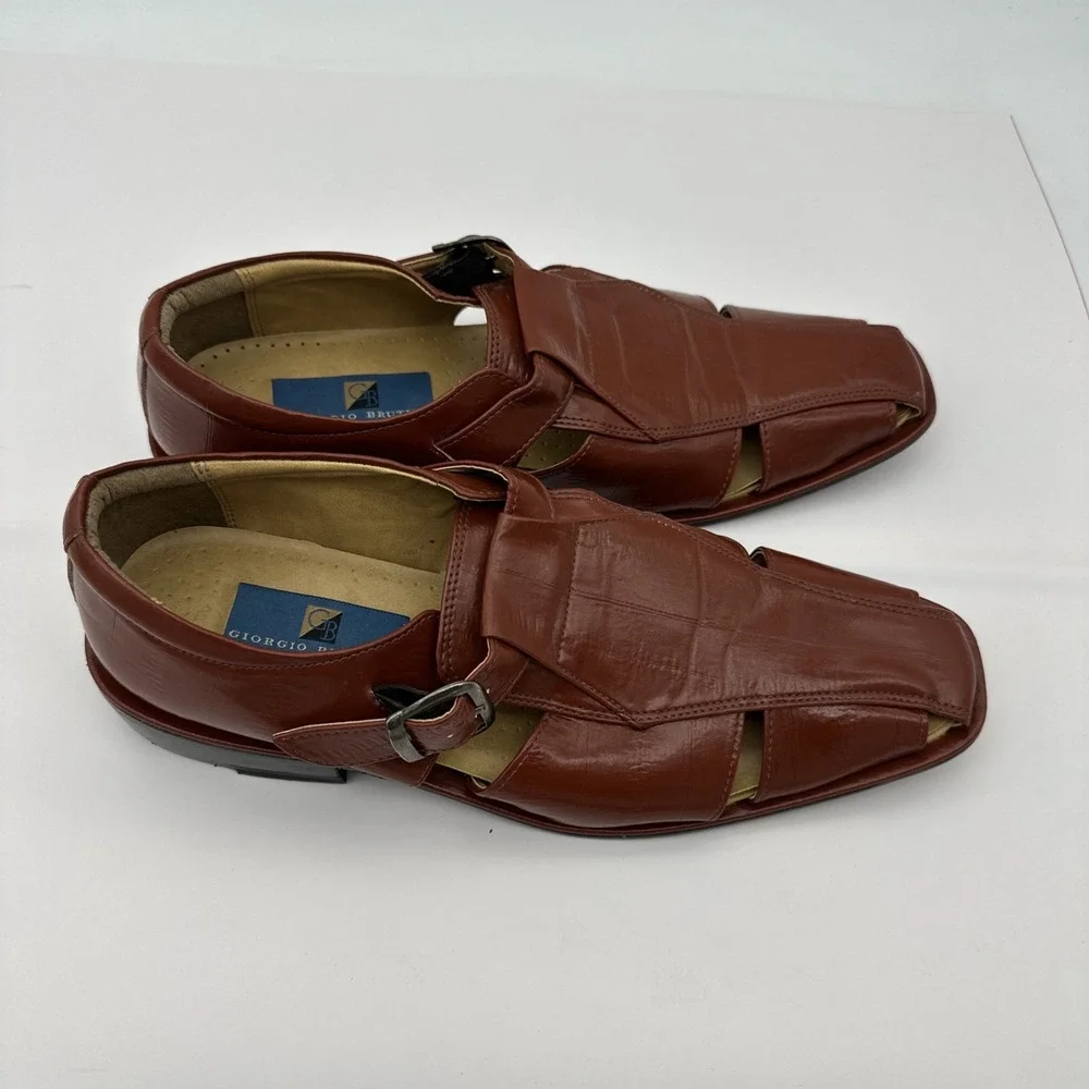 Vintage Giorgio Brutini Brown Fisherman Dress Sandals Men's 8.5 M NWOB